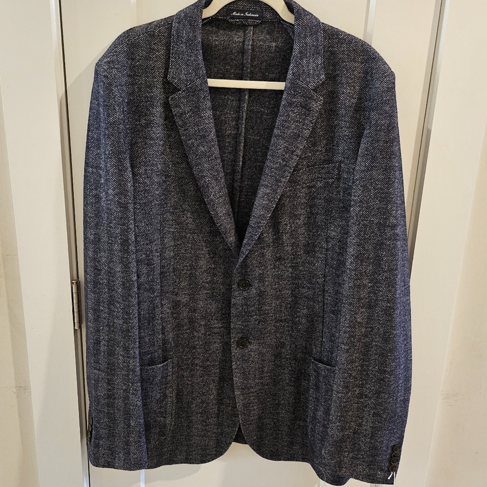 NWOT Lands End Emmeci Tweed Herringbone Unstructured 3-Button Blazer - 46L